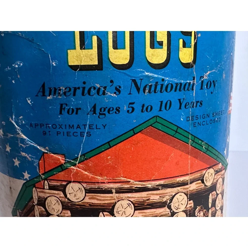 Vintage Lincoln Logs Set 2C Canister Only Storage Tube Chicago IL Original Toy